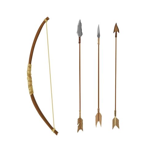 Premium Vector | Ancient age stone tool for hunting or work. Cartoon bow with arrows ...