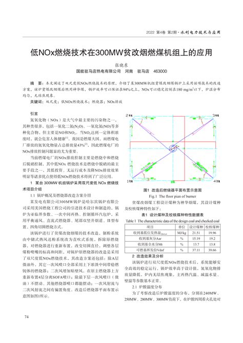 Pdf 低nox燃烧技术在300mw贫改烟燃煤机组上的应用