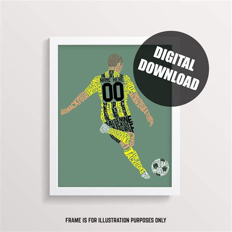 Soccer Player Word Art Printable Customize With Name And Number And In