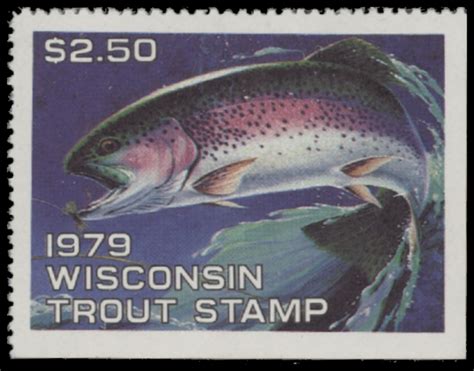 Steamboat Island Duck Stamps 1979 Wisconsin Trout Stamp Mnh Vf
