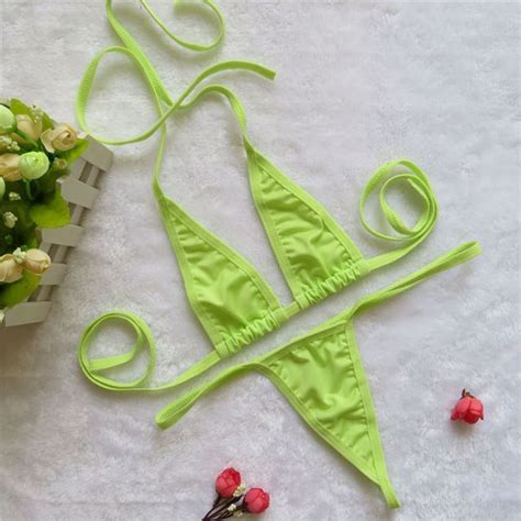 Micro Bikini Sexy Sling Tri Ngulo Espalda Abierta Tanga Chica Japonesa Playa Spa Traje De