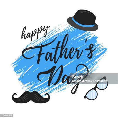 Happy Fathers Day Postcard Flat Style Design Vector Illustration