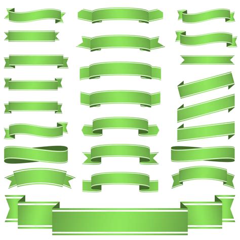 Green ribbon banners vectors 03 free download