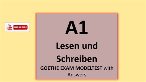 Lesen Und Schreiben A1 Model Test Goethe Zertifikat A1 Telc