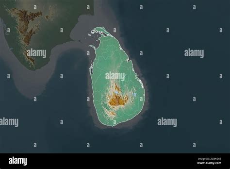 Shape Of Sri Lanka Separated By The Desaturation Of Neighboring Areas