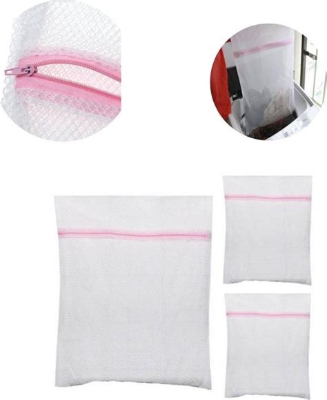 x Wooow Sac à linge lingerie et linge délicat Filet à linge avec fermeture éclair bol