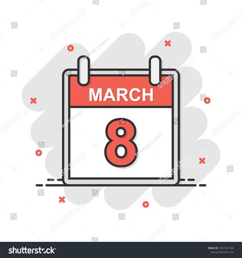 Vector Cartoon March 8 Calendar Icon Stock Vector Royalty Free