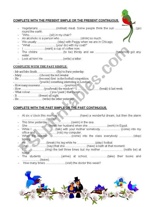 Present And Past Tenses Esl Worksheet By Mika