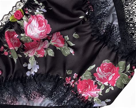 Black Pink Satin Floral Frilly Lace Sissy Bikini Knickers Panties Size 10 20 EBay