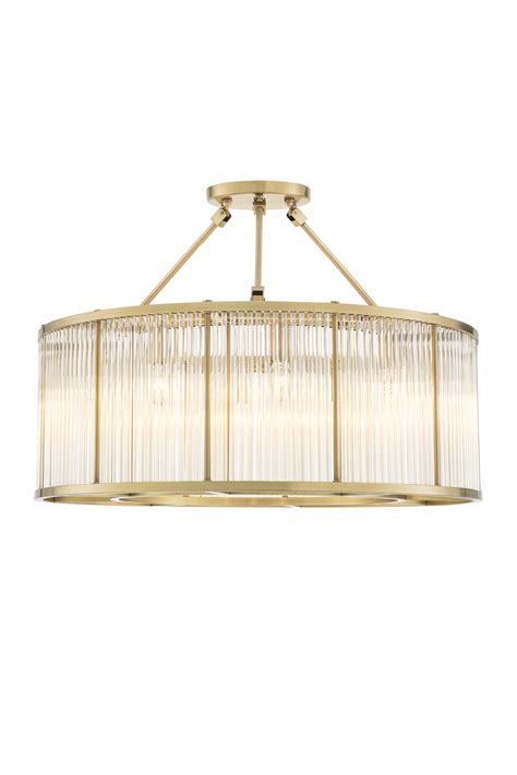 Open Box Glass Drum Shaped Ceiling Lamp Eichholtz Bernardi