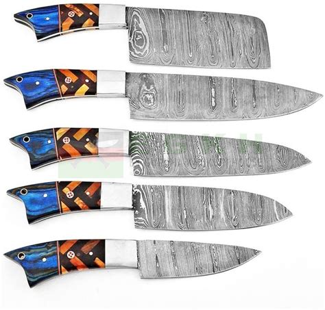 Custom Handmade Damascus Kitchen Knives Combo Set | EGKH