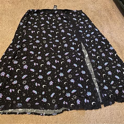 Hot Topic Plus Size Crystal Moon Split Midi Skirt Depop