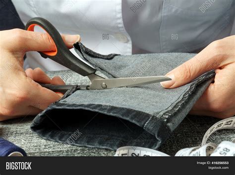 Seamstress Cuts Jeans Image And Photo Free Trial Bigstock