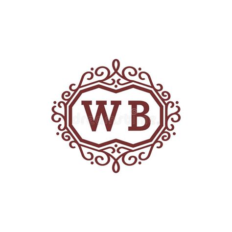 Flourish Swirl Logo Letter Wb Elegant Emblem Stock Vector