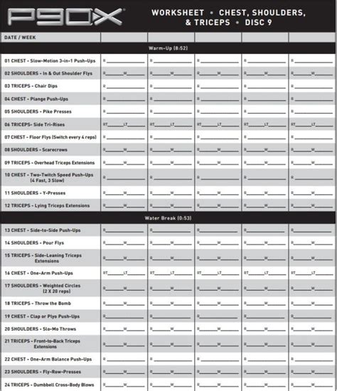 P90x Disc 9 Chest Shoulders And Triceps Le Blog Chest