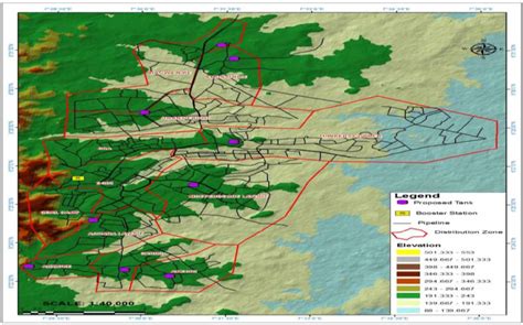 | Map of the zones showing locations of new water reservoirs based on ...