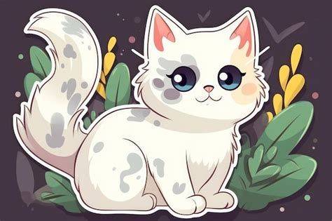 Um Gato De Desenho Animado Olhos Azuis Senta Se Em Uma Selva