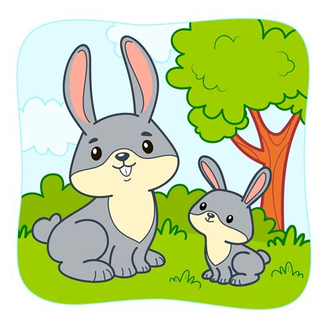 Cute Rabbit Cartoon Rabbit Clipart Vector Illustration Nature