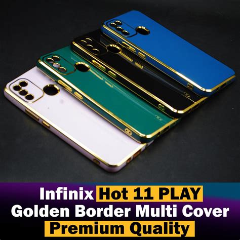 Infinix Hot Play Back Cover Soft Multi Golden Border Camera Protection Cover For Infinix Hot