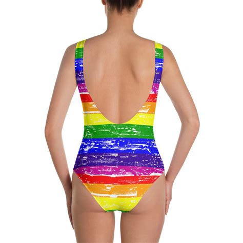 Gay Pride Flag Swimsuit Gay Colors Rainbow Swimsuit Lgbtq Etsy
