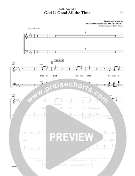 God Is Good All The Time Sheet Music PDF (Don Moen) - PraiseCharts