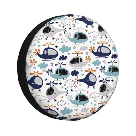 Salouo Cartoon Helicopters Print Spare Tire Cover Inch Spare Tire