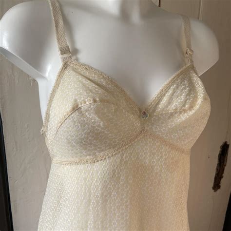 S Nude Lace Slip With Built In Bralette Depop