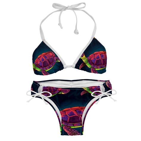 Turtle Seamless Adjustable Strap Bikini Set With Detachable Sponge Two Pack Ideal For Beach