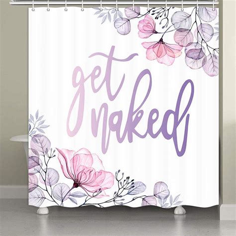 Pink Floral Shower Curtain Ombre Xray Flower Fabric Shower Curtain Set Funny Quotes Get Naked