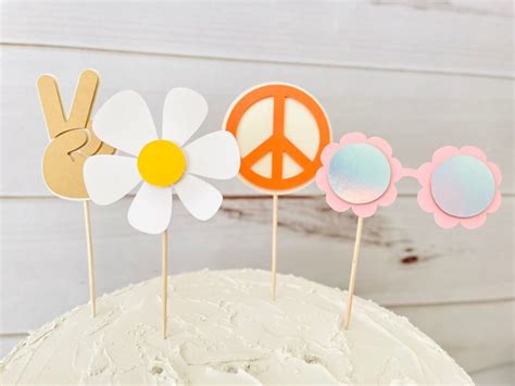 Two Groovy Cupcake Toppers Hippie Cupcake Toppers Etsy