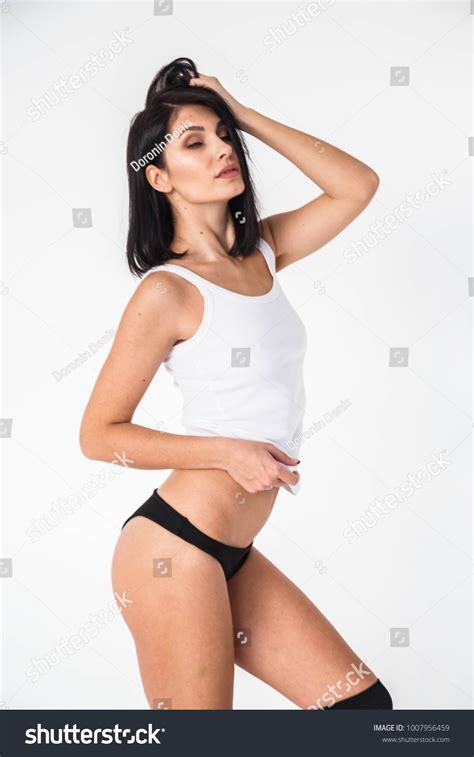 Beautiful Girl Brunette Sexy Underwear Tshirt Stock Photo Shutterstock