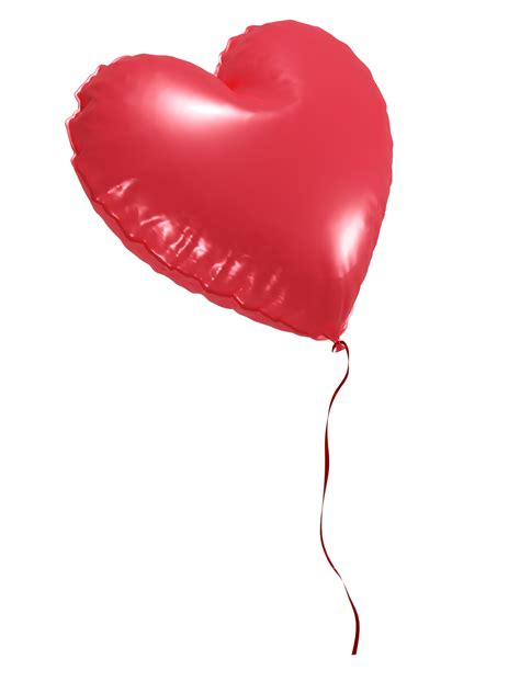 Red Heart Shaped Balloon With Ribbon 15215059 PNG