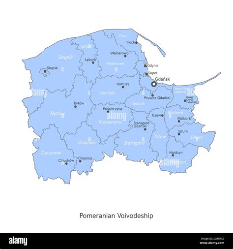 Vector Illustration Administrative Map Of Poland Pomeranian