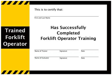 Free Forklift Certification Card Template Word