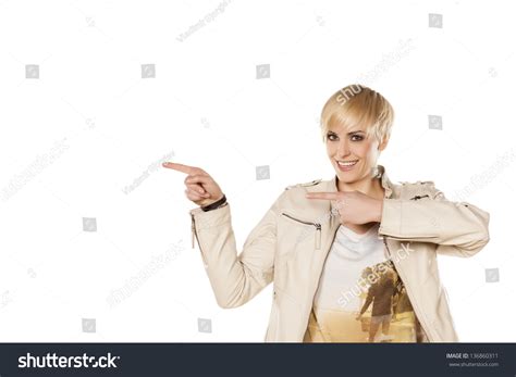 Cute Short Hair Blonde Girl Shows Stock Photo Shutterstock