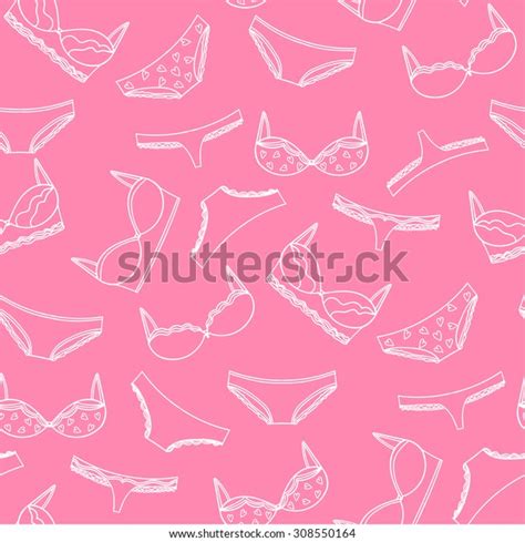 Seamless Lingerie Pattern Vector Bras And Panties Design Pink