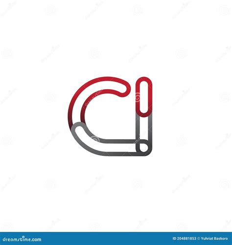 Logotipo Inicial Letra Ci Contorno Ligado Vermelho E Cinza Logotipo