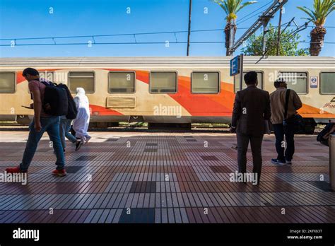 Rail Travel In Morocco Passengers And A Train At Fez Railway Station