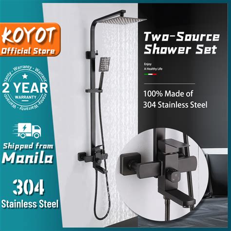 KOYOT 304 Stainless Steel Matte Black Bathroom Hot And Cold Square Rainfall Shower Set Mixer