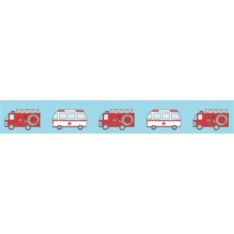 「消防車・救急車（下ライン）」の罫線・飾り罫フリーイラスト | イラストわくわくBOX
