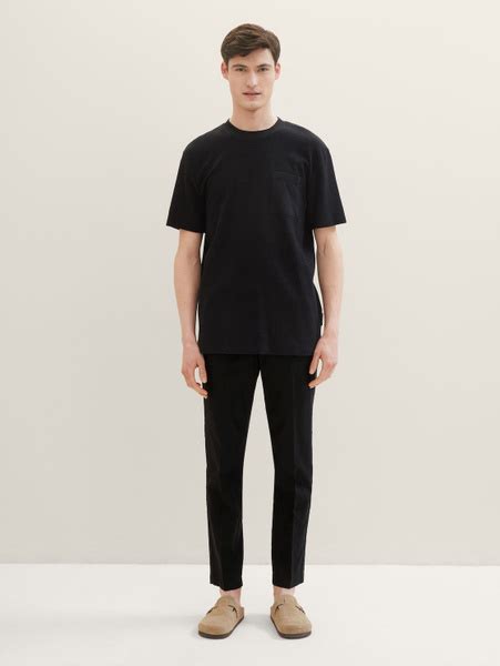 Брюки Мужской Tom Tailor черный Лен Повседневный, размер 48 ...