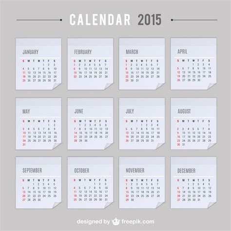 Vector Calendario De 2015 Vector Gratis