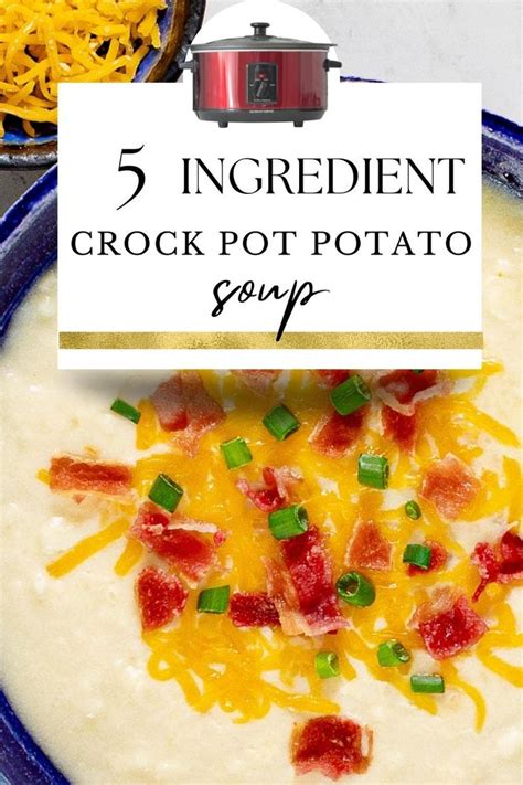 5 Ingredient Crock Pot Potato Soup With Frozen Hashbrowns Recipe Potato Soup Crock Pot