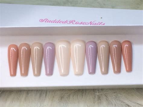 Naked Coffin Nails Press On Nails Fake Nails False Etsy