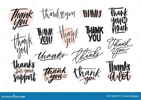 Collection Of Creative Thank You Lettering Compositions Written With