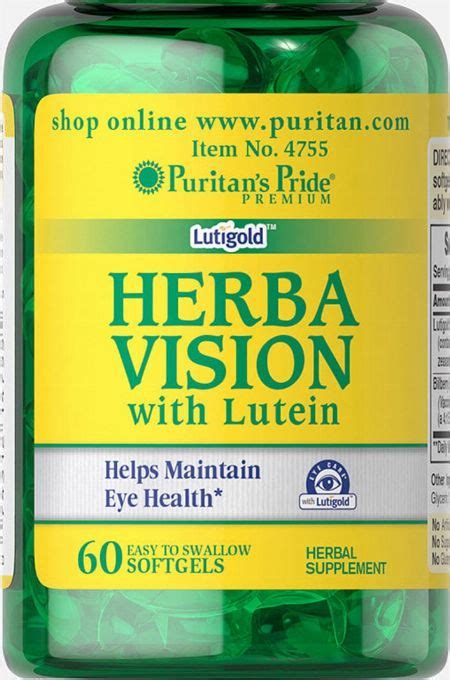 Lutein Bilberry Zeaxanthin Herbavision 60 Softgels 26 Mg Natural