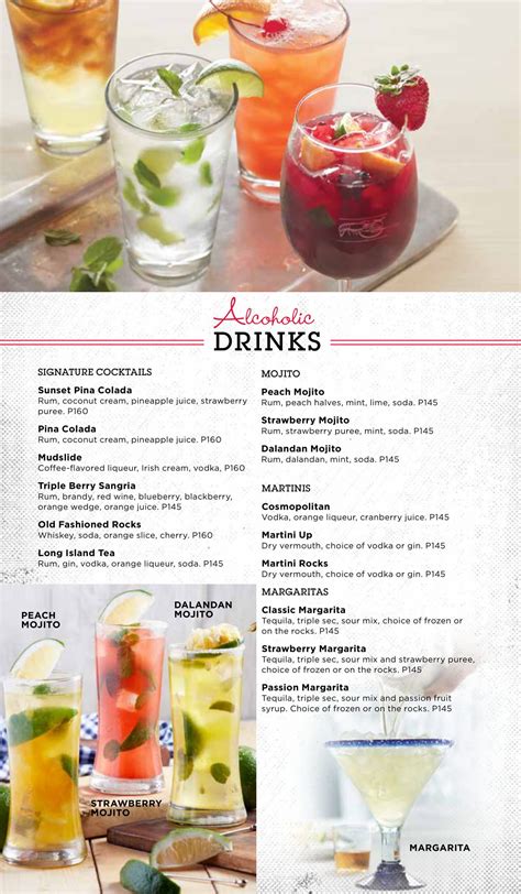 Red Lobster Drinks Menu