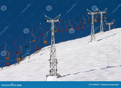 Chair Lift In Blue Sky Stock Photo Image Of Sport Pursuit 3760942