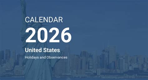 Year 2026 Calendar – United States