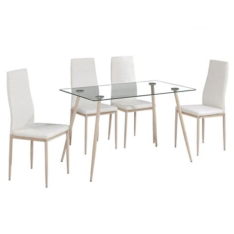 Mesa Cristal Sillas Blancas Comedor Miroytengo Es